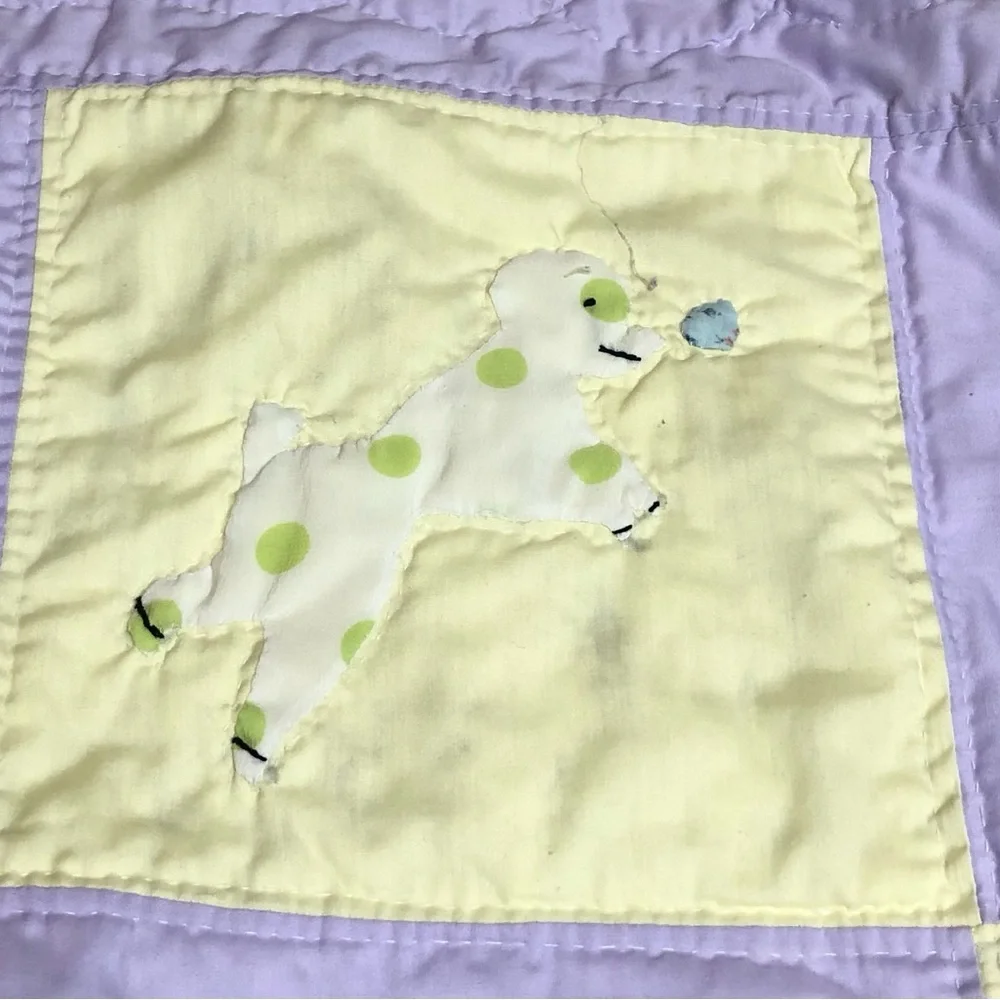 Quilted Patch Work Blanket Yellow Lilac 44inX70in